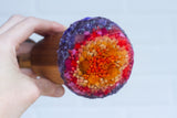 "Float" Puff in Vintage Teak Frame | Orange + Purple