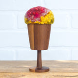 "Float" Puff in Vintage Teak Frame | Pink + Mustard