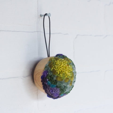 Mini Puff Ornament | Green + Purple 2
