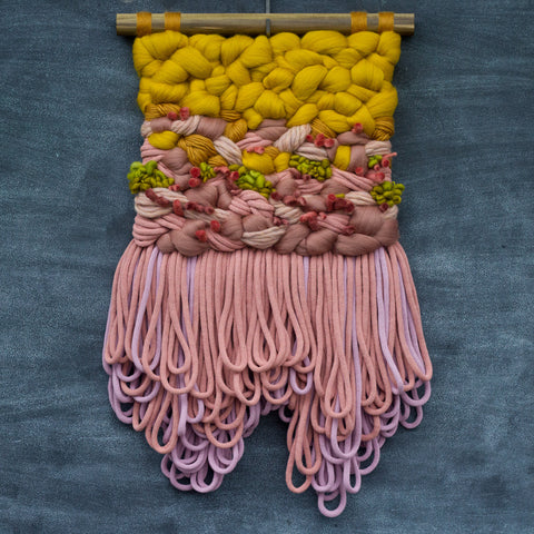 Chunky Woven Wall Hanging | Mauve + Marigold