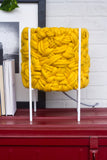 Handwoven Mustard Table Lamp in Modern Metal Frame