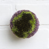 Mini Puff Fiber Sculpture | Green + Purple