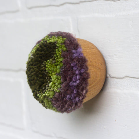 Mini Puff Fiber Sculpture | Green + Purple