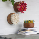 The Puff Collection | Round Teak Frame with Fiber Art in Felted Guava and Red