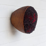 Puff Collection | Fluffy Dark Plum and Red in Vintage Teak Bowl