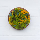Puff Collection | Felted Wool Green Puff in Vintage Teak Bowl (2/2)