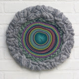 Round Woven Wall Hanging | Purple + Green