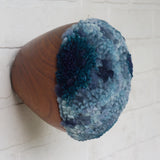 Puff Fiber Sculpture in Teak Frame | All Blue