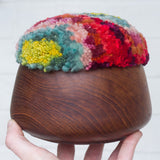 Puff Fiber Sculpture in Teak Frame | Rainbow