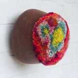 Puff Fiber Sculpture in Teak Frame | Rainbow