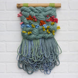 Textured Woven Wall Hanging | Seafoam, Chartreuse + Orange