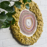 Circular Woven Wall Hanging in Pinks + Mustard