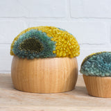 Puff Trio | Bamboo Bowls in 3 Sizes with Mustard + Green Puffs