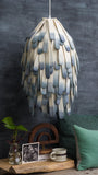 Wool Pendant Lamp with Ends Dipped in Shades of Blue