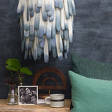 Wool Pendant Lamp with Ends Dipped in Shades of Blue