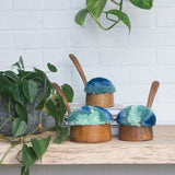 Puff Trio | Vintage Cherry Ladles with Blue Puff