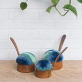 Puff Trio | Vintage Cherry Ladles with Blue Puff