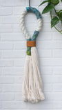 XL Chunky Rope Wrapped Wall Hanging with Recycled Leather