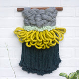 CLOUD 10 COLLECTION: Pine Green + Chartreuse Cloud | Woven Wall Hanging