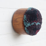 Puff | Plum, Navy, Blue and Purple | Fiber Art Sculpture in Vintage Teak Bowl
