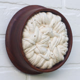 Woven Wall Sculpture in Vintage, Dark Teak Frame | Neutral