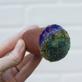Mini Puff in Vintage Teak Egg Cup | Green + Purple