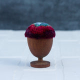 Mini Puff in Vintage Teak Egg Cup | Blue + Berry
