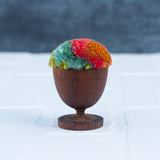 Mini Puff in Vintage Teak Egg Cup | Orange, Berry, Green