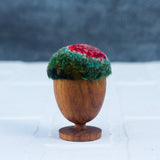 Mini Puff in Vintage Teak Egg Cup | Berry + Greens