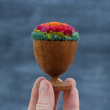 Mini Puff in Vintage Teak Egg Cup | Orange, Coral, Green
