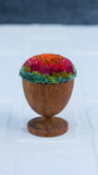 Mini Puff in Vintage Teak Egg Cup | Orange, Coral, Green