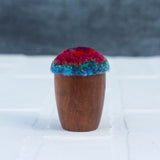Mini Puff in Vintage Teak Egg Cup | Berry + Blue