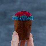Mini Puff in Vintage Teak Egg Cup | Berry + Blue