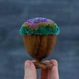 Mini Puff in Vintage Teak Egg Cup | Purple + Green