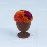 Mini Puff in Vintage Teak Egg Cup | Berry + Orange