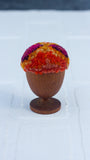 Mini Puff in Vintage Teak Egg Cup | Berry + Orange