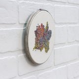 Embroidery Hoop Art, Hand Embroidered, French Knots, Jewel Tone Art, Hand Stitched, Abstract Embroidery, Vintage Metal Frame, Nursery Decor