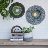 Round Woven Wall Hanging | Greens + Blues on Steel Hoop