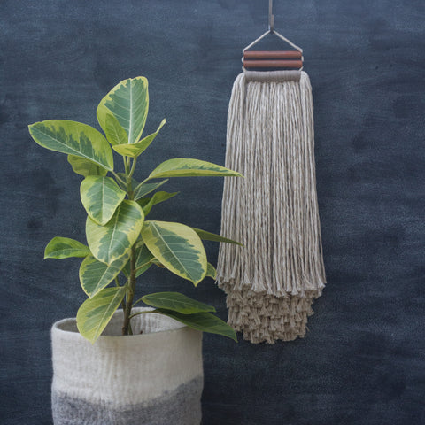 Linen Blend + Copper Accent Fringe Woven Wall Hanging