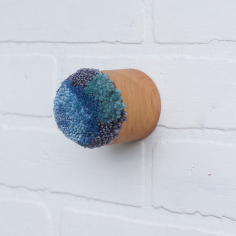 Mini Puff | Blue | Fiber Sculpture in Wood Frame
