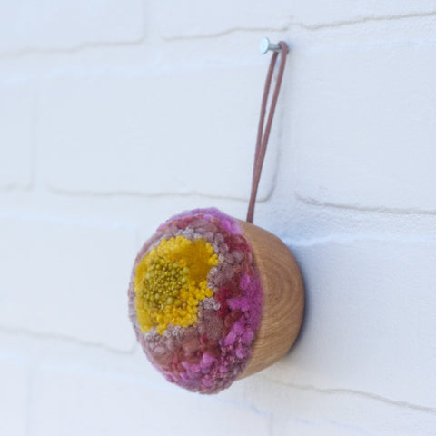 Mini Puff Ornament | Mustard + Pink (17)