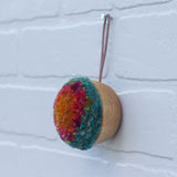 Mini Puff Ornament | Orange + Teal (33)