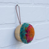 Mini Puff Ornament | Orange + Teal (33)