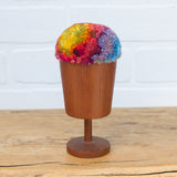 Puff Sculpture in Vintage Teak Goblet | Rainbow