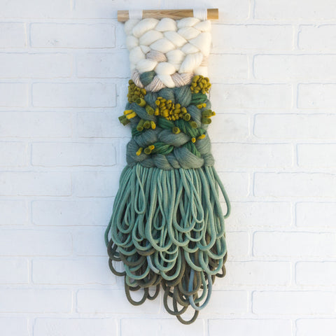 Woven Wall Hanging | Green + White